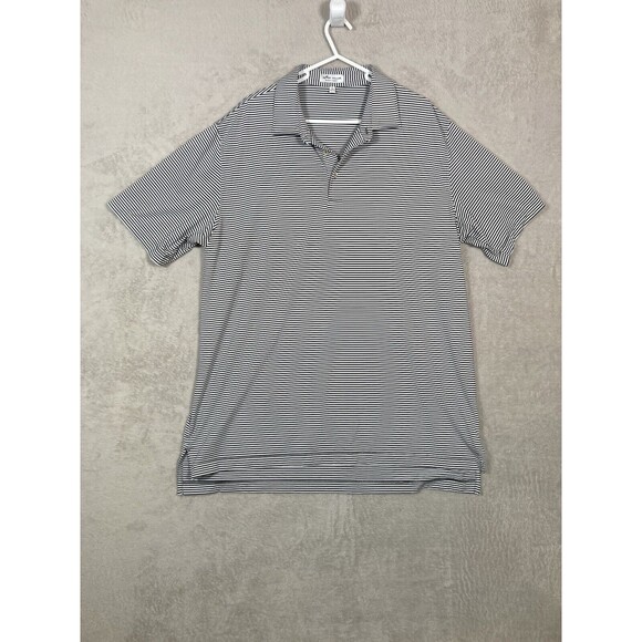 Peter Millar Summer Comfort Performance Golf Polo Shirt‎ XL Black White Striped - Picture 1 of 6